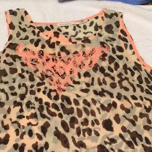 Cheetah Print top by Blu Pepper! Tangerine piping